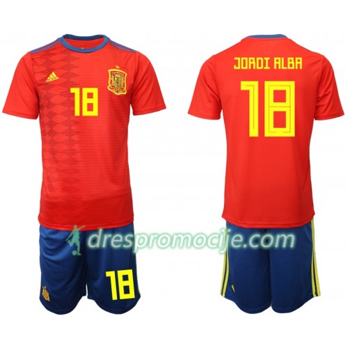 Španjolska Dres JORDI ALBA 18 Dječji Domaći 2019 Kratkih Rukava Španjolska Dres JORDI ALBA 18 Dječji Domaći 2019 Kratkih Rukava